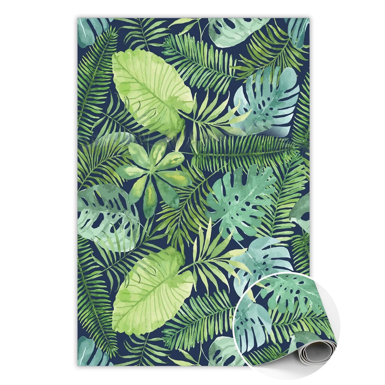 Tulup Teppich Tropische Blätter Vloerkleed Vinyl 80x120 cm Grün PVC Vloer M günstig online kaufen