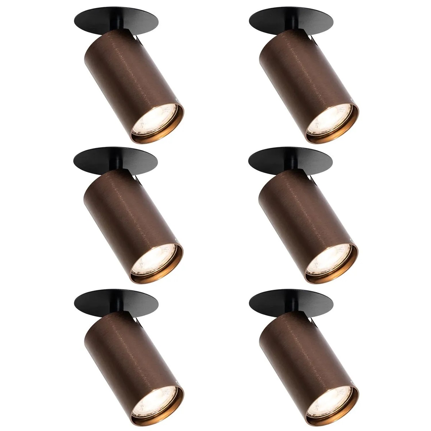 QAZQA Set mit 6 Modernen Einbaustrahlern Dunkelbronze GU10 50mm Chels