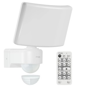 Oktaplex Cali Strahler IP65 mit Bewegungsmelder und Fernbedienung Warmweiß mit Master Funktion Weiß