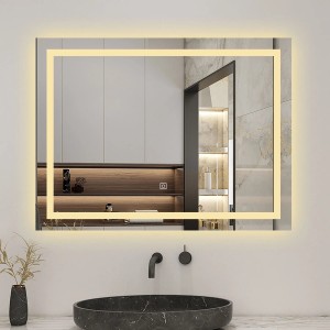 Aica Sanitär Badspiegel 100x60 cm mit LED-Beleuchtung und drei Lichtfarben im Badezimmer.