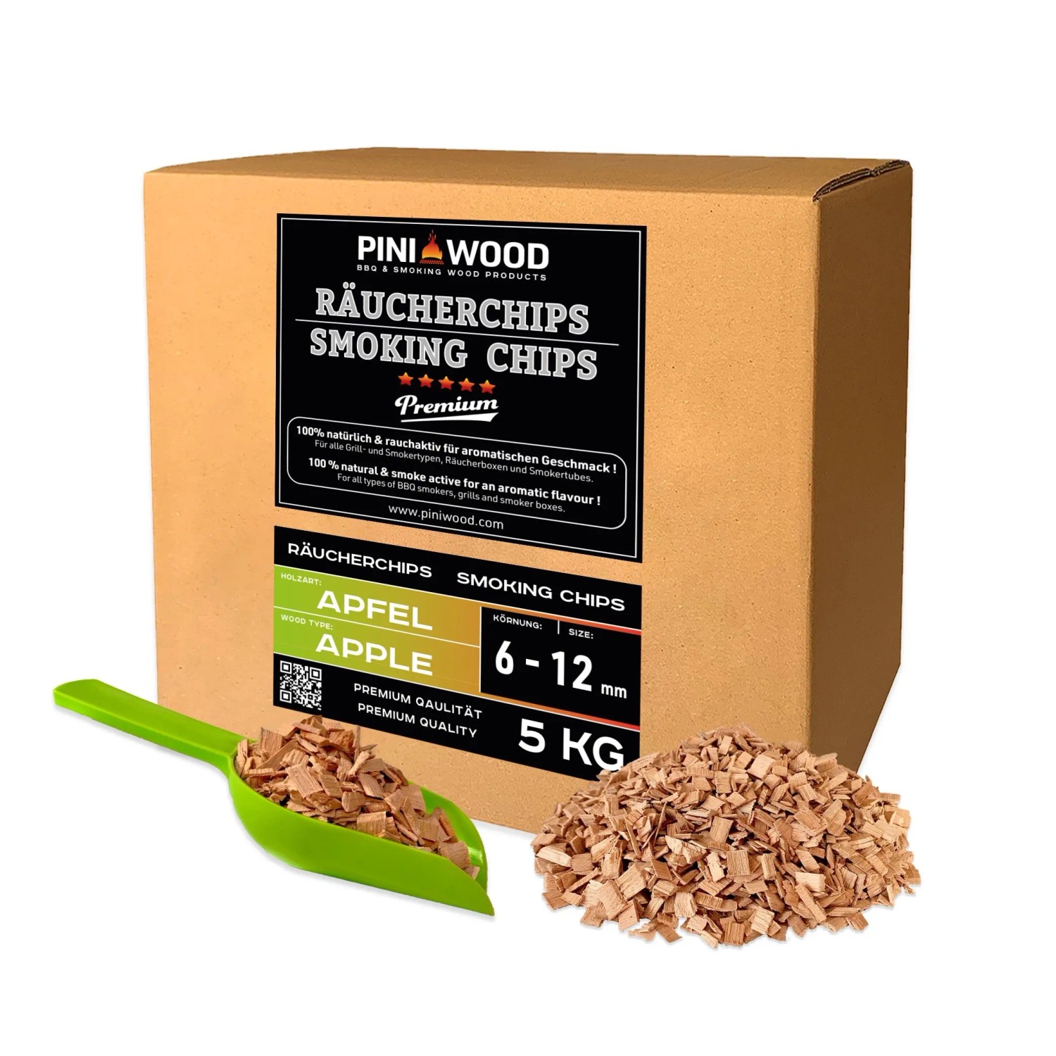 PINI Räucherchips 5 kg Apfel 6-12 mm Smoking Chips Räucherspäne