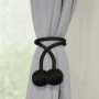 Gardinia Raffhalter Flex-S, schwarz, 2er-Set. Magnet-Halterung für Gardinen und Vorhänge.