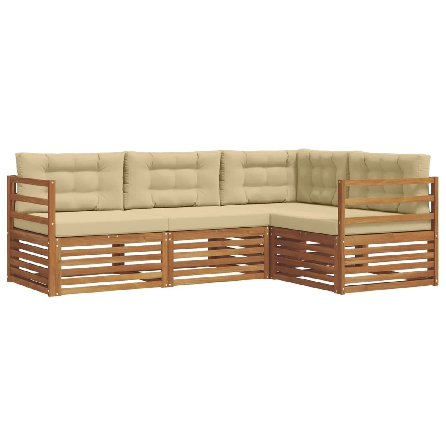 vidaXL Outdoor-Sofagarnitur mit Kissen 4-Tlg Natur und Beige 3373363