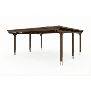 Skan Holz Carport Emsland EPDM-Dach 609 cm x 604 cm Nussbaum