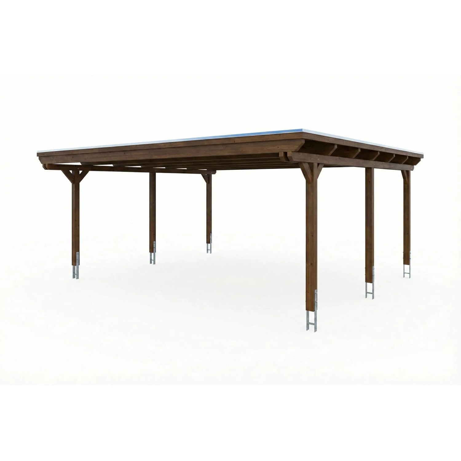 Skan Holz Carport Emsland EPDM-Dach 609 cm x 604 cm Nussbaum