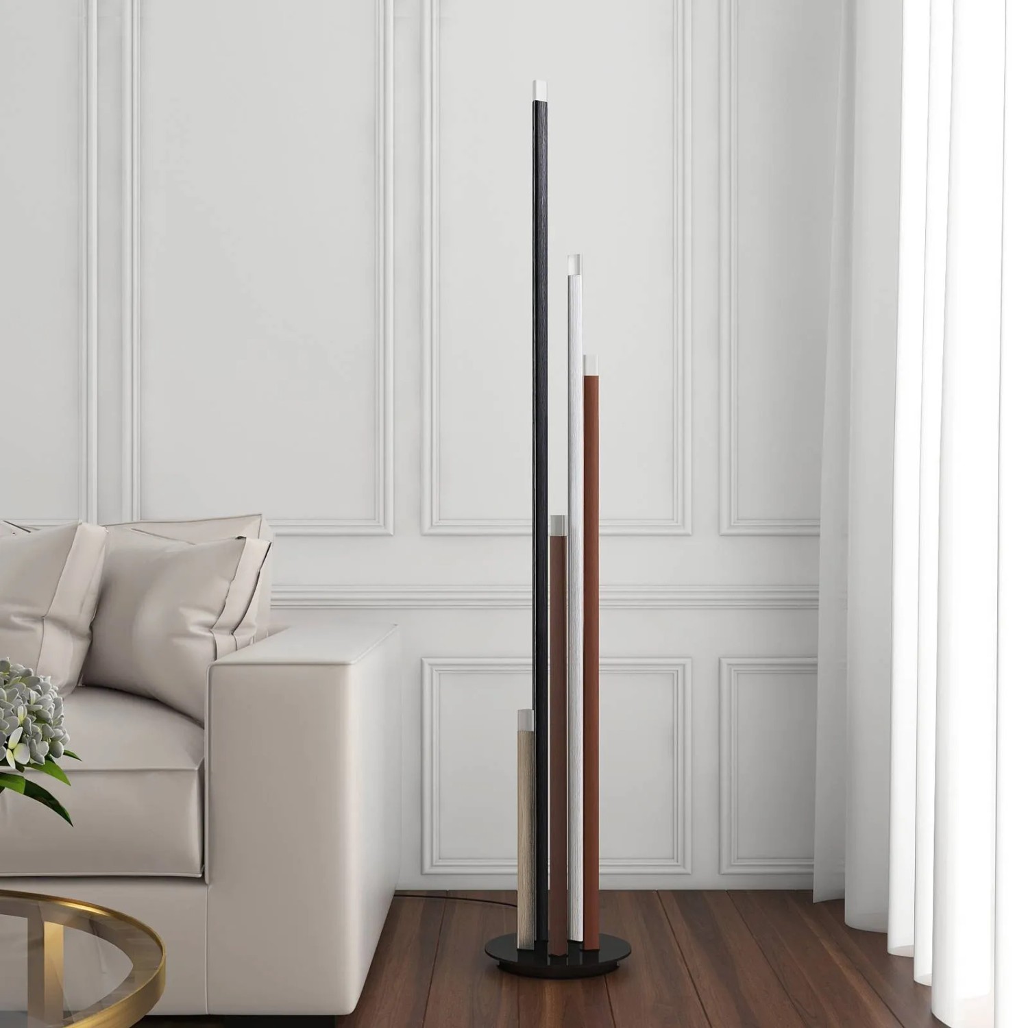 Lucande LED Stehlampe Stoika 9918008 Dimmbar Modern in Schwarz aus Metall 5-flammig Wohnzimmerleuchte_3