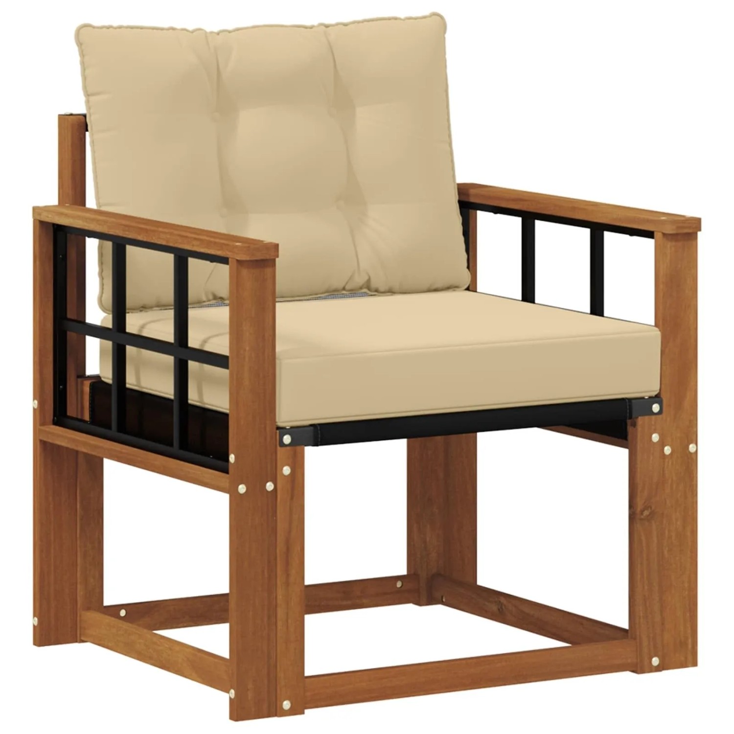 vidaXL Sofa mit Armlehnen Massives Akazienholz und Textilene 3436305