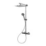 Verchromtes Schulte Duschsystem Rain Classic Plus mit Thermostat und eckiger Kopfbrause.