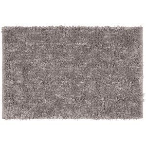 Weiche, hochflorige Badematte Lanas in Taupe aus recycelten PET-Flaschen, 60x90 cm.