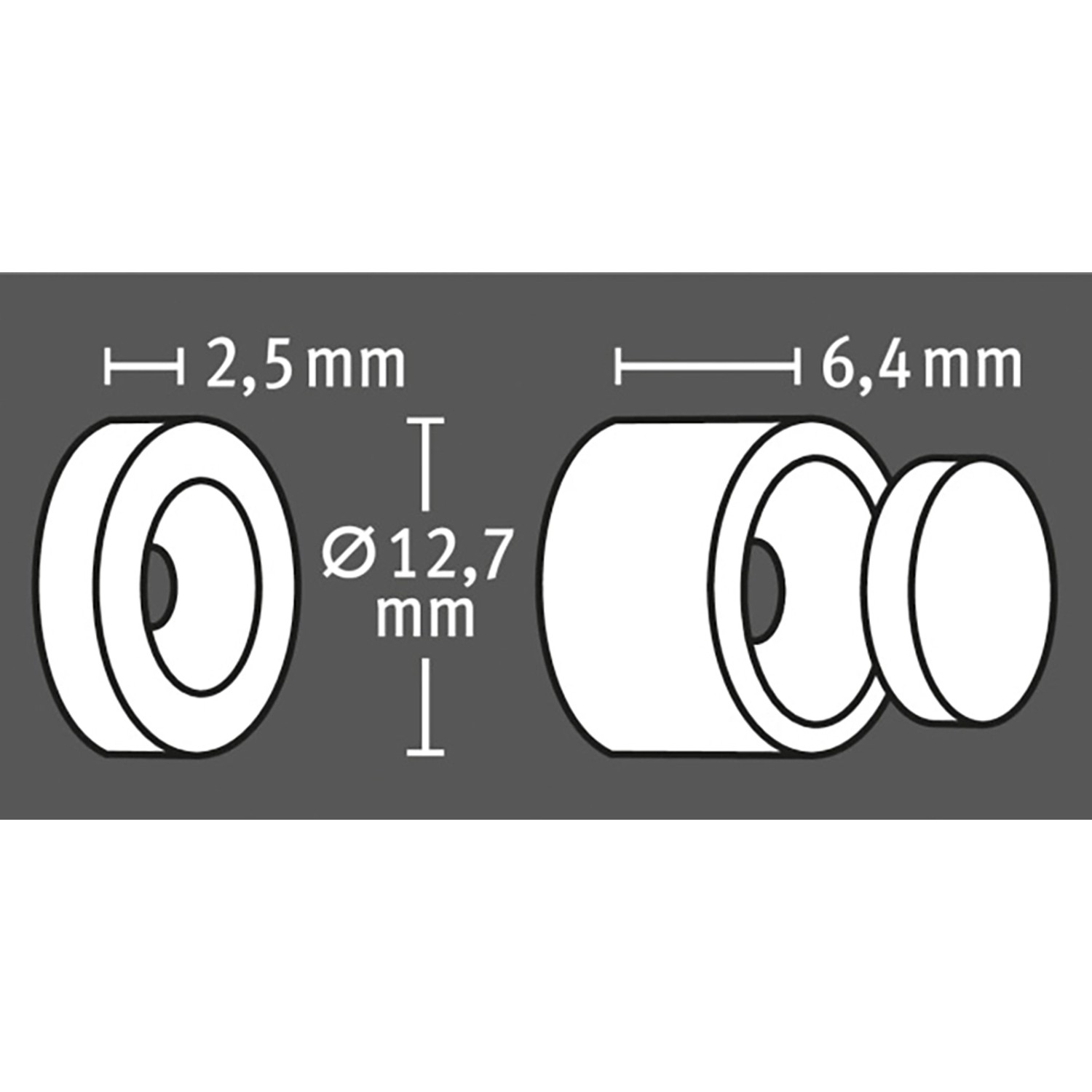 Fix-o-moll Magnetschnäpper Neodym, silber, zum Einbohren, Ø 12,7 mm, Schemazeichnung