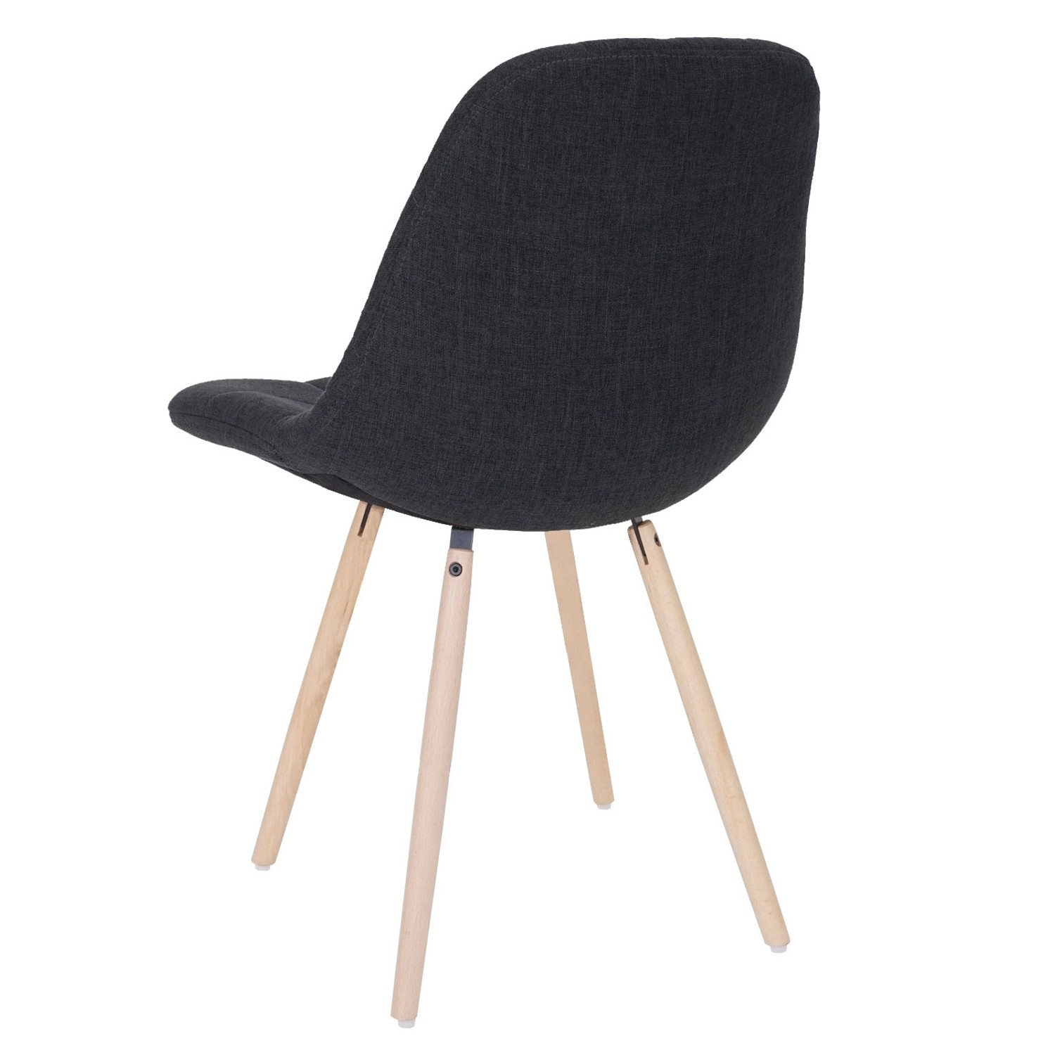 Dunkelgrauer MCW Esszimmerstuhl A60 im 6er-Set mit Stoffbezug und Holzfüßen.