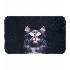 SANILO Badteppich Cool Cat 70x110 cm mit Katzenmotiv und Sonnenbrille.