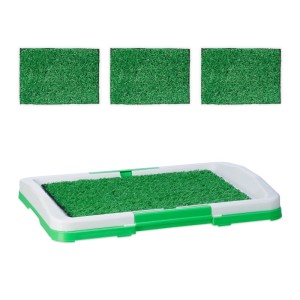 Relaxdays Hundeklo Kunststoff Grün Weiß mit Rasen 5,5 cm x 45,5 cm x 33 cm 0,7 kg