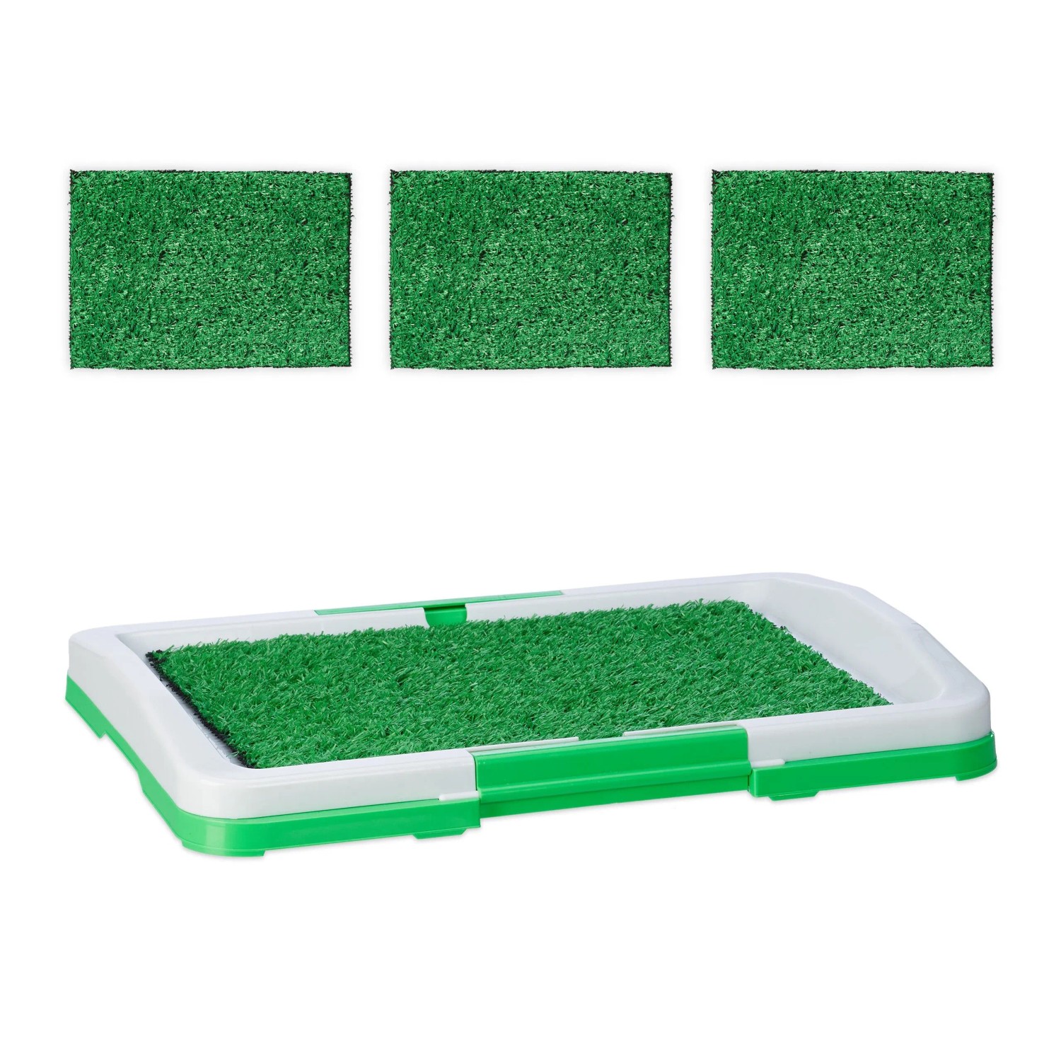 Relaxdays Hundeklo Kunststoff Grün Weiß mit Rasen 5,5 cm x 45,5 cm x 33 cm 0,7 kg