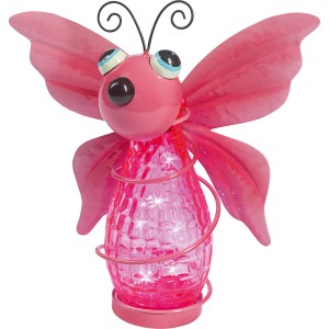 Pinke LED Solar Tischleuchte Cabelli Schmetterling für den Garten.