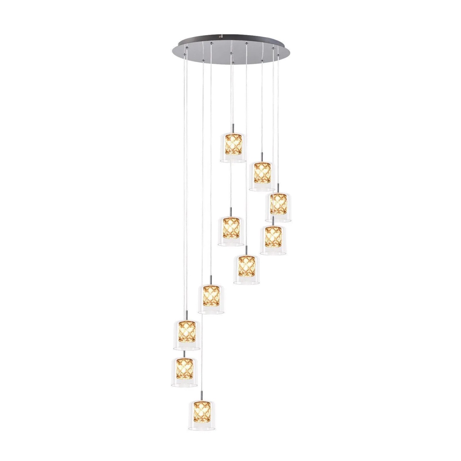 ZMH Pendelleuchte 10 flammig Modern Kristall Glas Höhenverstellbar G9 Hängeleuchte für Treppenhaus Wohnzimmer Esszimmer