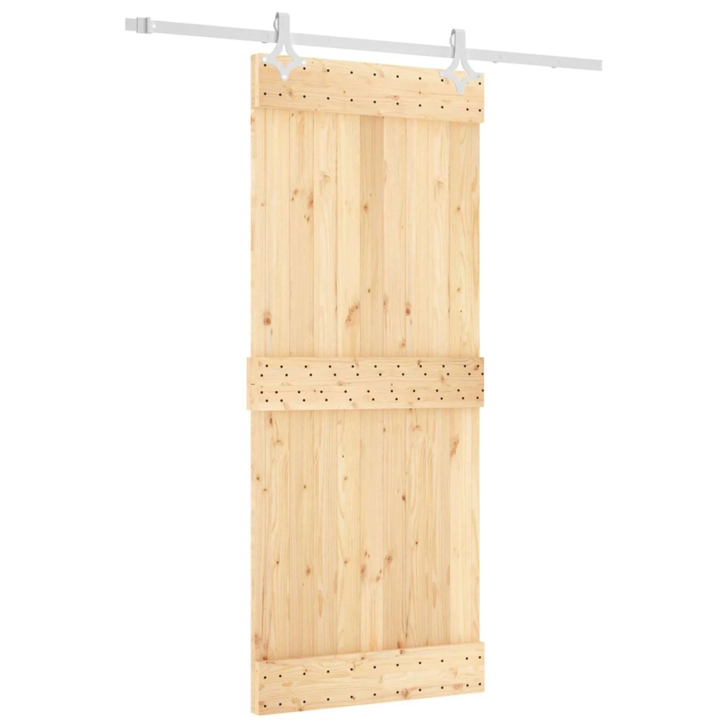 vidaXL Schiebetür Natur und Weiß 85 x 210 cm Massivkiefer 3445103
