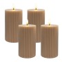 Relaxdays LED Kerzen 4er Set Echtwachs Mocha Mousse Flammenlos Flackernd 13 cm x 7,5 cm