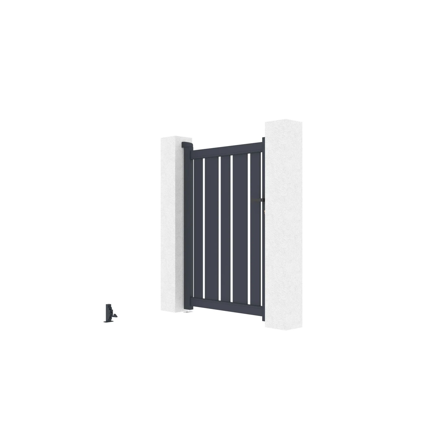 Graues Casanoov Gartentor Veymont (100x140cm) mit zwei Eifel Pfosten (166cm).