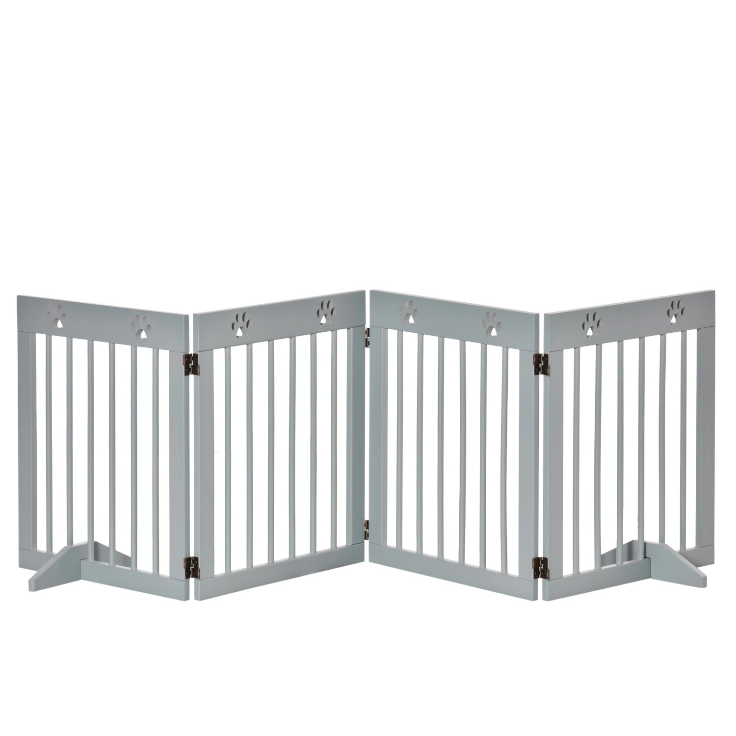 PawHut Hunde-Absperrgitter Kiefernholz Grau 204L x 30B x 61H cm