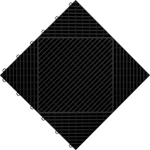 Schwarze Florco Kunststoff-Klickfliese classic, 40x40 cm, für Balkon und Terrasse.