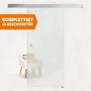 Skyscope Glasschiebetür satiniert, 94x206 cm, mit Schienenset. Ideal als Raumteiler.