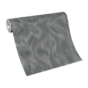 Rolle graue Vliestapete mit dezentem, schlichtem Vinyl-Muster in Anthrazit.