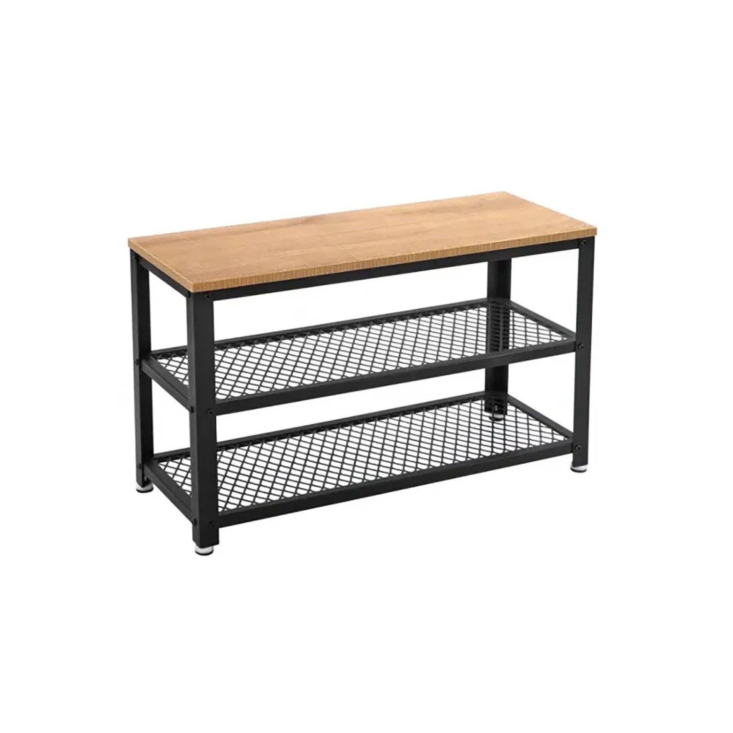 Songmics Schuhbank mit 2 Gitterablagen Braun-Schwarz günstig online kaufen