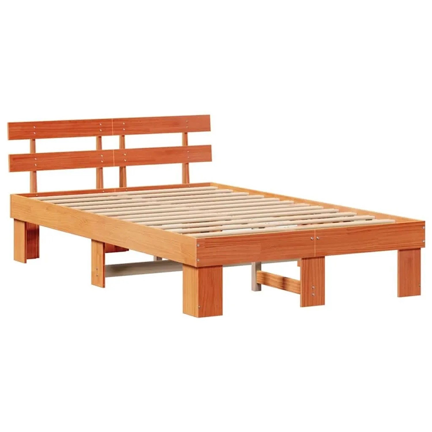 vidaXL Bettrahmen Wachsbraun 120 x 200 cm Massives Kiefernholz 872445