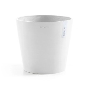 Ecopots Amsterdam Pflanztopf, weiß, Ø 30 cm, minimalistisches Design für Innen- und Außenbereich.