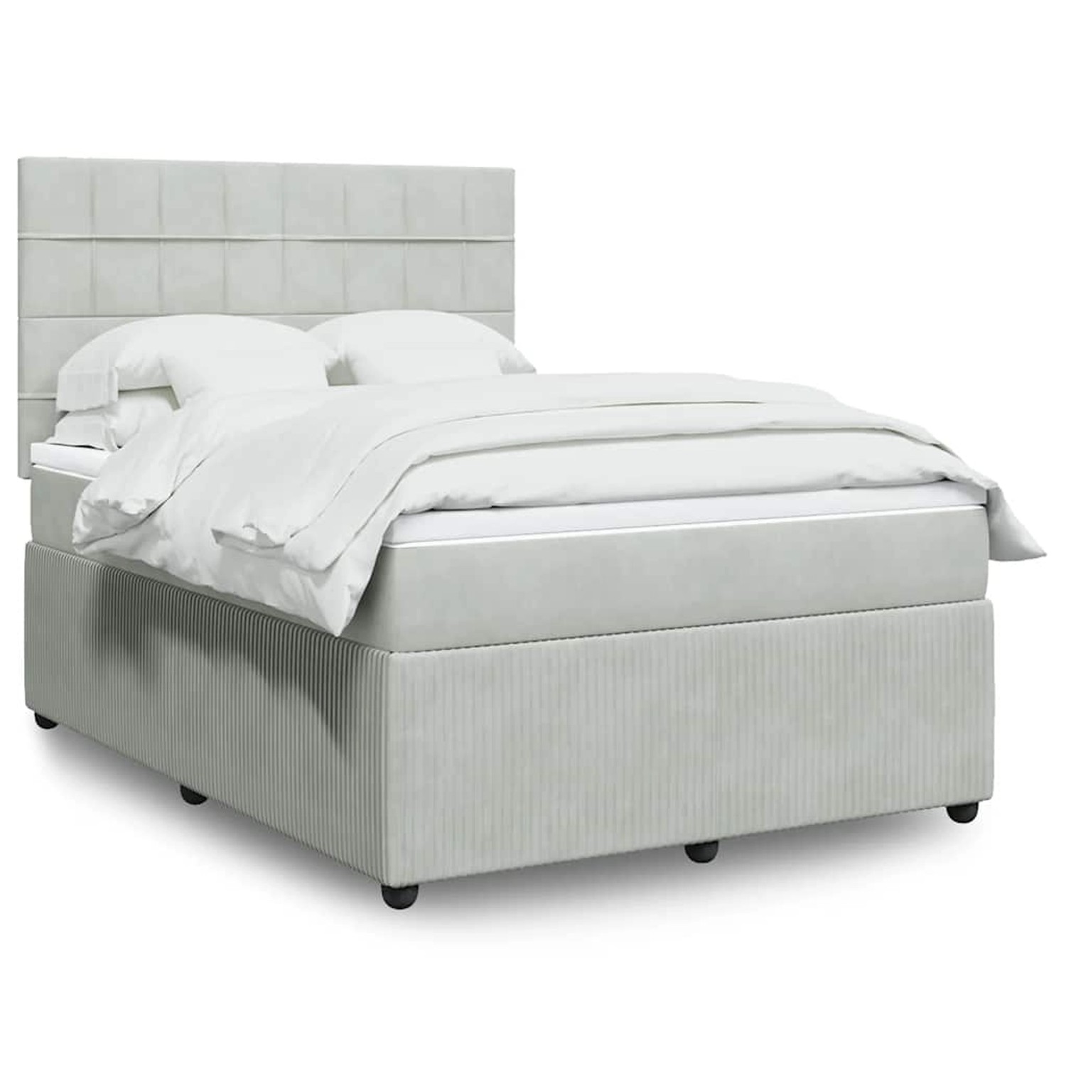vidaXL Boxspringbett mit Matratze Hellgrau 140x190 cm Samt 3294634 günstig online kaufen