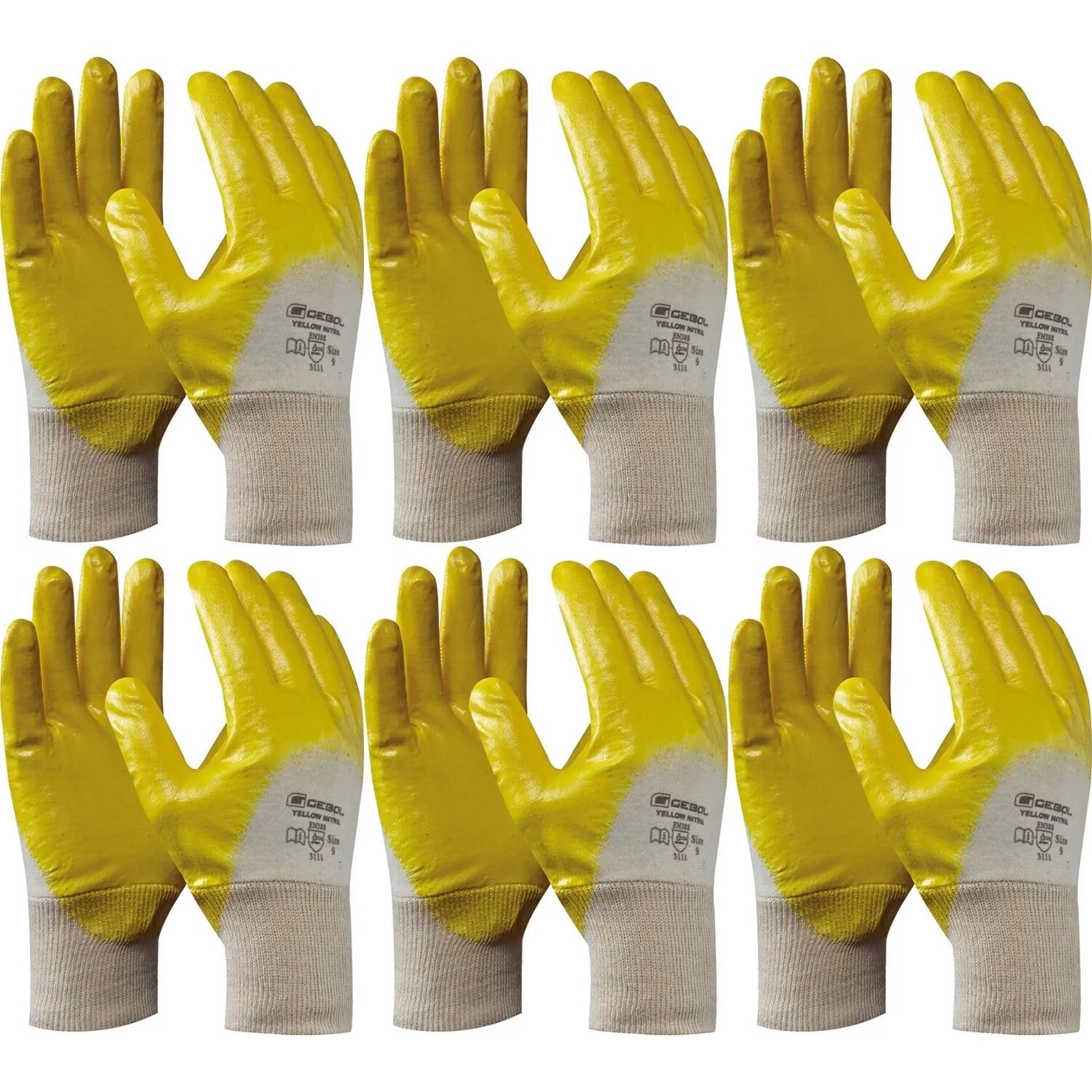 vasalat Set Baumwollhandschuhe mit Nitrilbeschichtung Größe 9 L