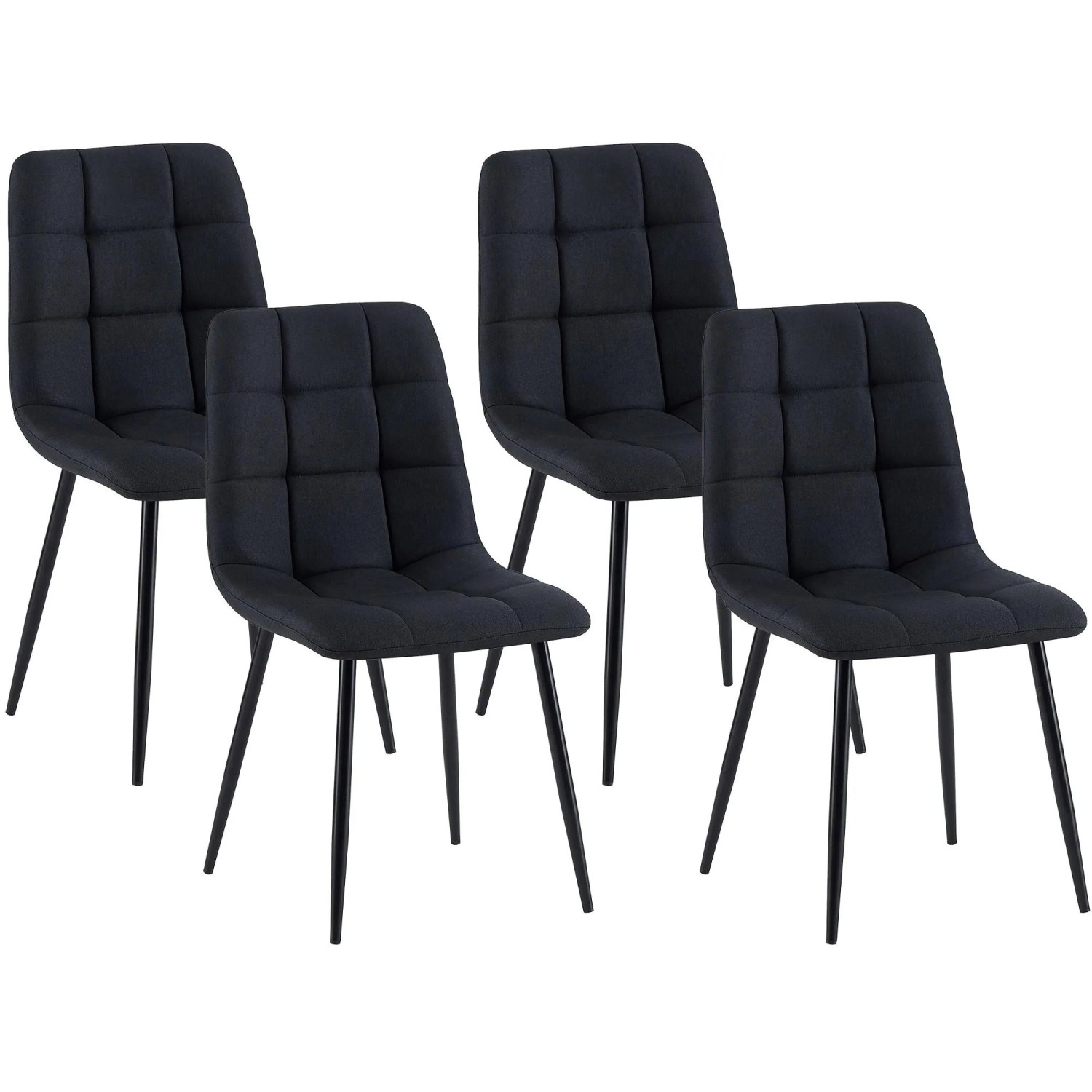 CLP 4er Set Esszimmerstühle Antibes Stoff Schwarz