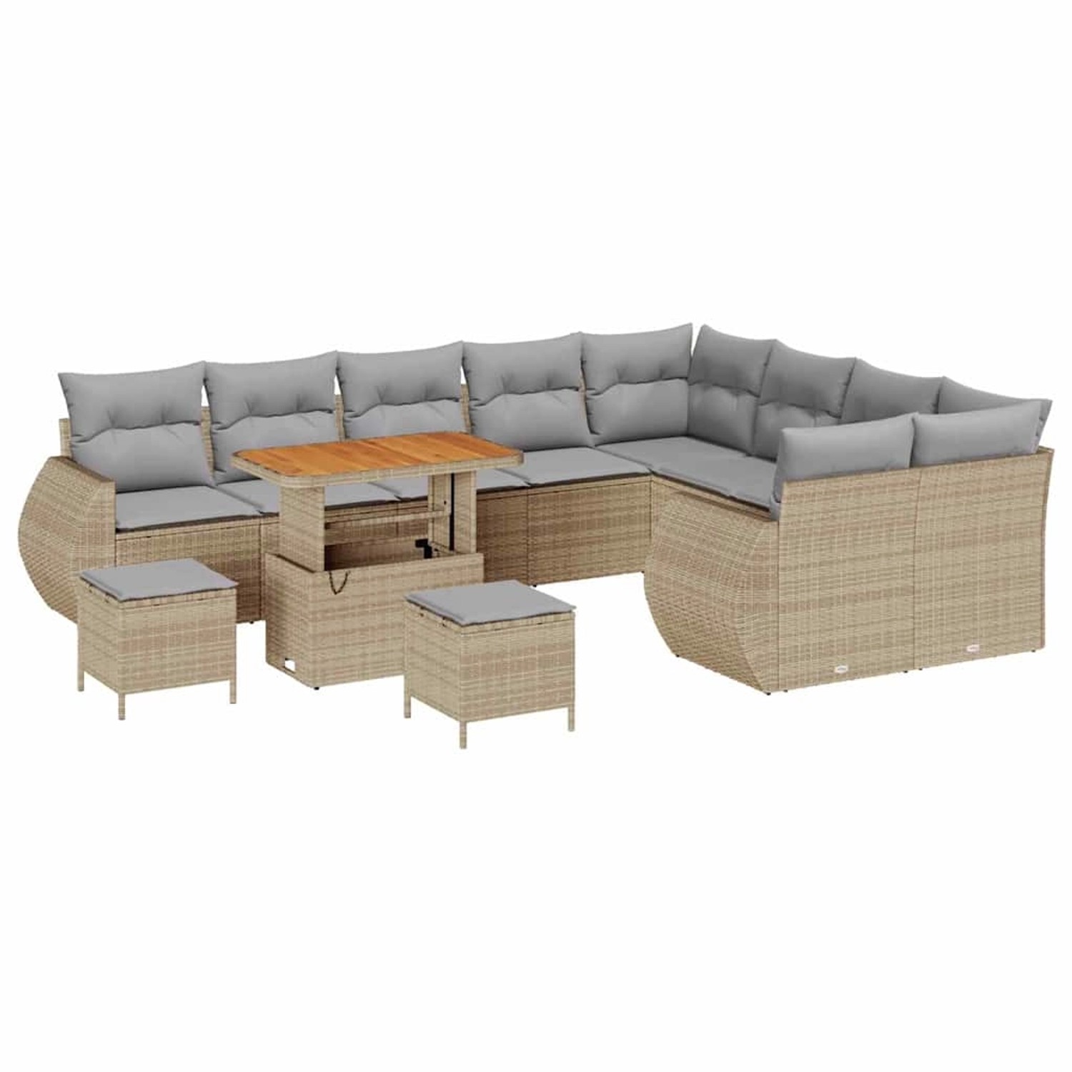 vidaXL Garten-Sofa-Set 12-Tlg Beige Poly Rattan 3361917 günstig online kaufen