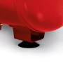 Detailaufnahme: Roter Einhell Kompressor TC-AC 200/24/8 Standfuß mit Gummifuß.
