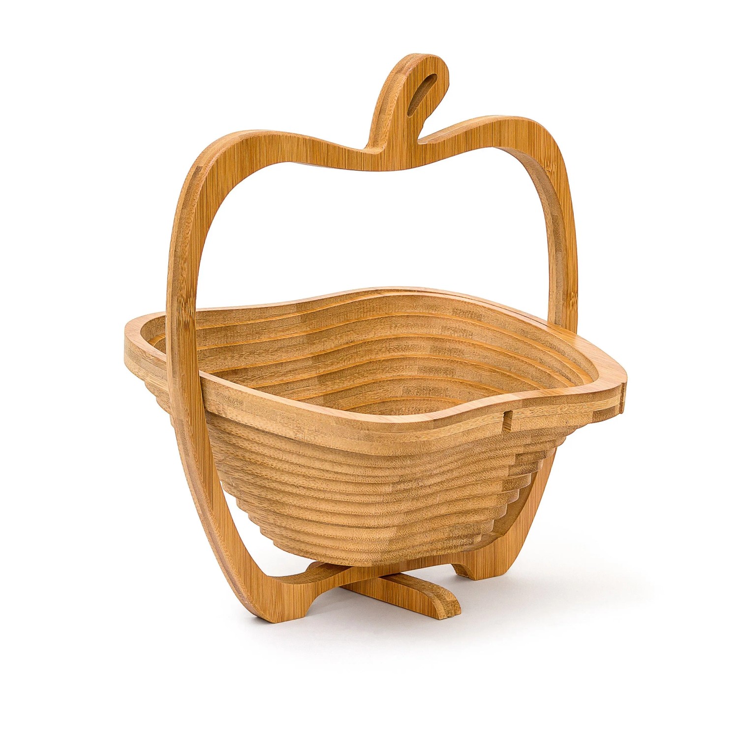 Relaxdays Faltkorb Apfel Bambus Klappbar Hängbar 30 cm x 27 cm x 22,5 cm