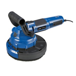 Blauer LUX Trockenbauschleifer TBS-1050 mit großem Schleifteller und Zusatzhandgriff.