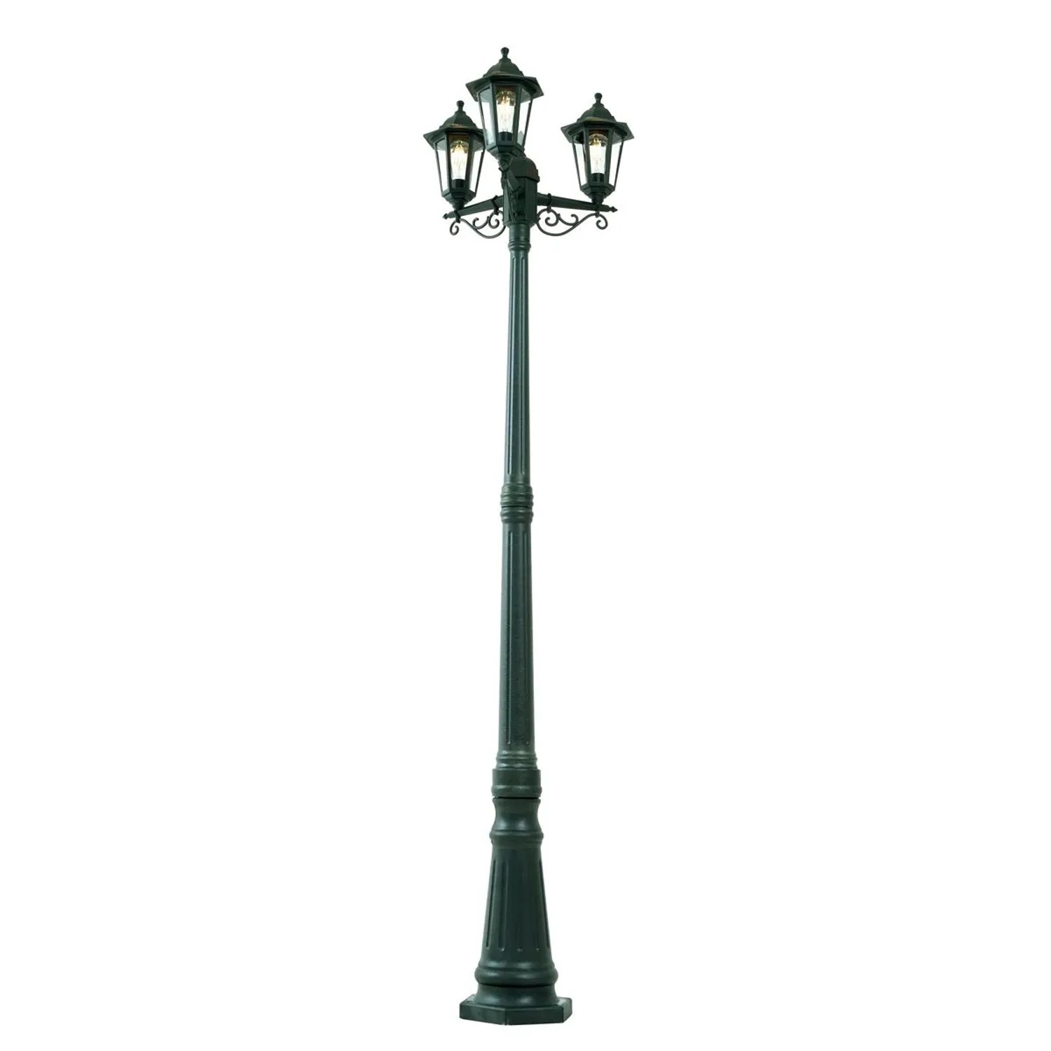 QAZQA Klassische Aussenlaterne Dunkelgrün 217cm 3-flammig IP44 New Haven