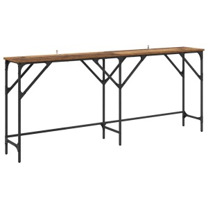 vidaXL Konsolentisch Altholz, 180 cm breit, Holzwerkstoff mit schwarzem Stahlrahmen.