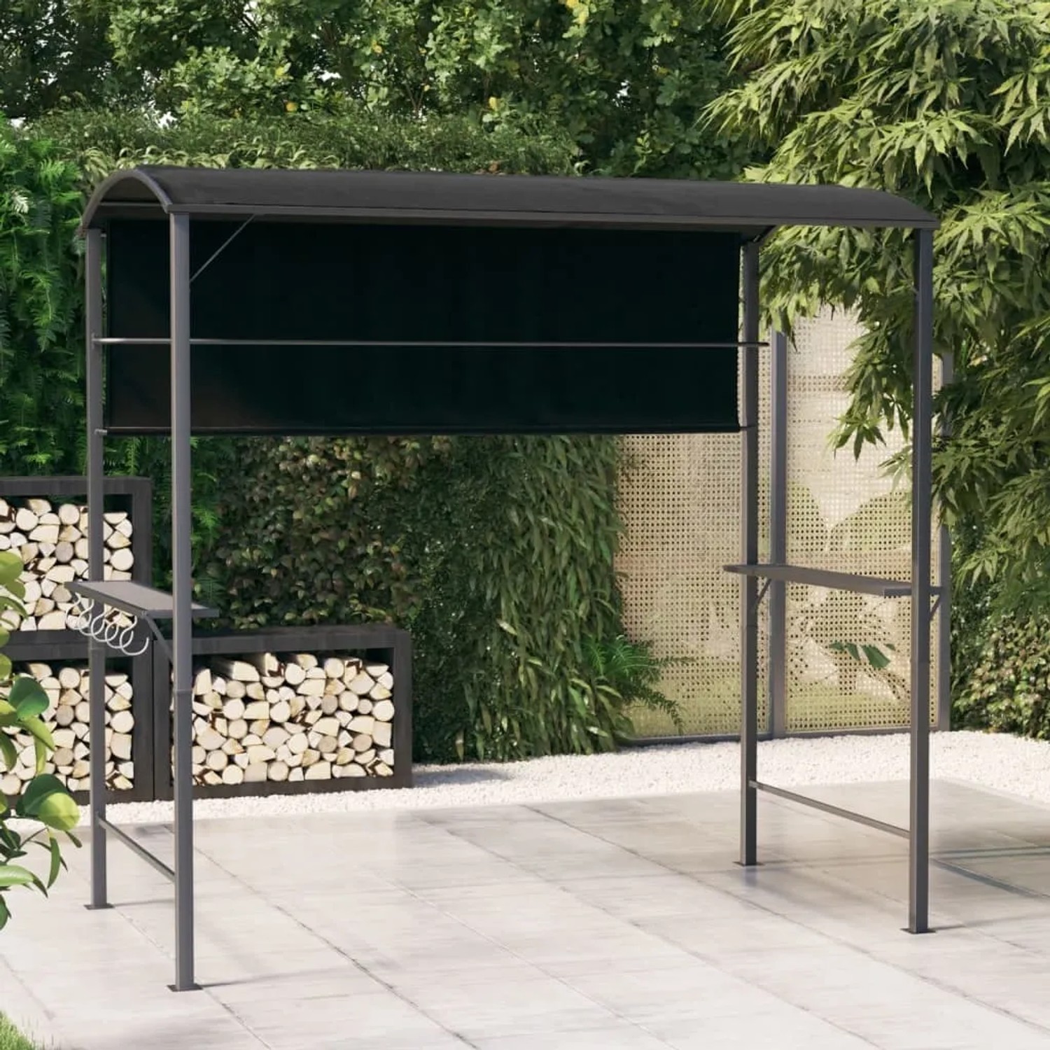 Anthrazitfarbener vidaXL Pavillon 220x110x200 cm mit Dach für Garten & Terrasse.