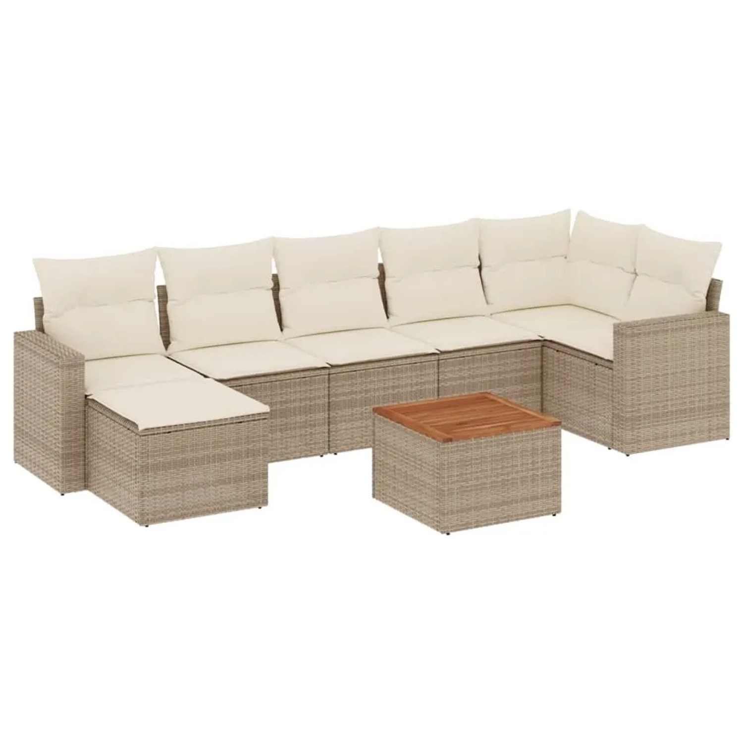 vidaXL 8-Tlg Garten-Sofagarnitur mit Kissen Beige Poly Rattan 3224231