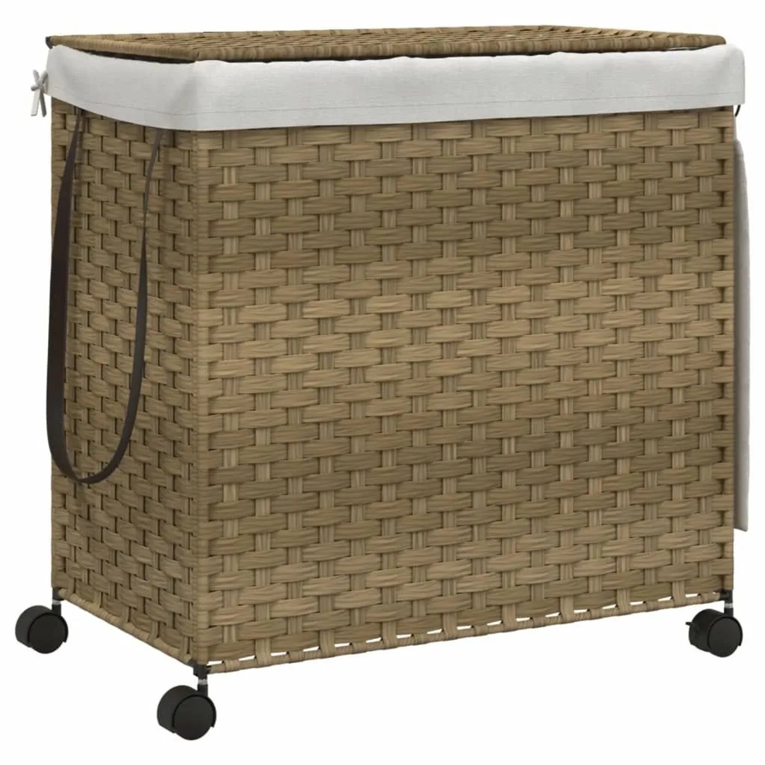 vidaXL Wäschekorb mit Rollen 60x35x60,5 cm Rattan 372039