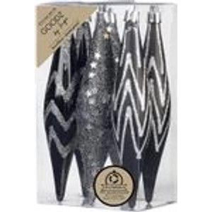 Inge's Christmas Decor GmbH Christbaumschmuck Eiszapfen Kunststoff 15 cm 6 Stück Schwarz Anthrazit