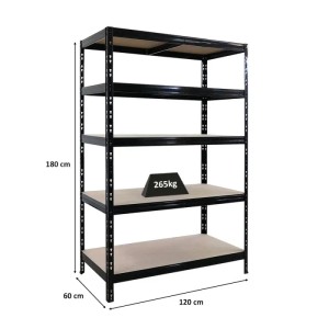 PROREGAL Schwerlastregal Tiger HxBxT 180x120x60 cm Fachlast 265kg Schwarz