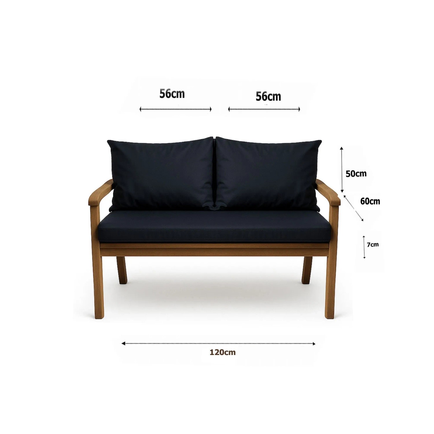 Setgarden  Mix Bench Kissen Outdoor Kissen Bankauflage 120x60+2x50x56cm Kissen Für 2-Sitzer Bänke 1tlg Marine_5