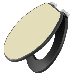 Banjado WC-Sitz Anthrazit/Beige mit Absenkautomatik, MDF Klodeckel mit Motiv.