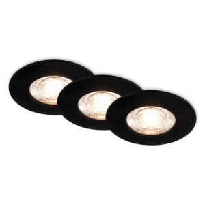3er Set Briloner LED Einbaustrahler in Schwarz mit warmweißem Licht für Bad, IP44