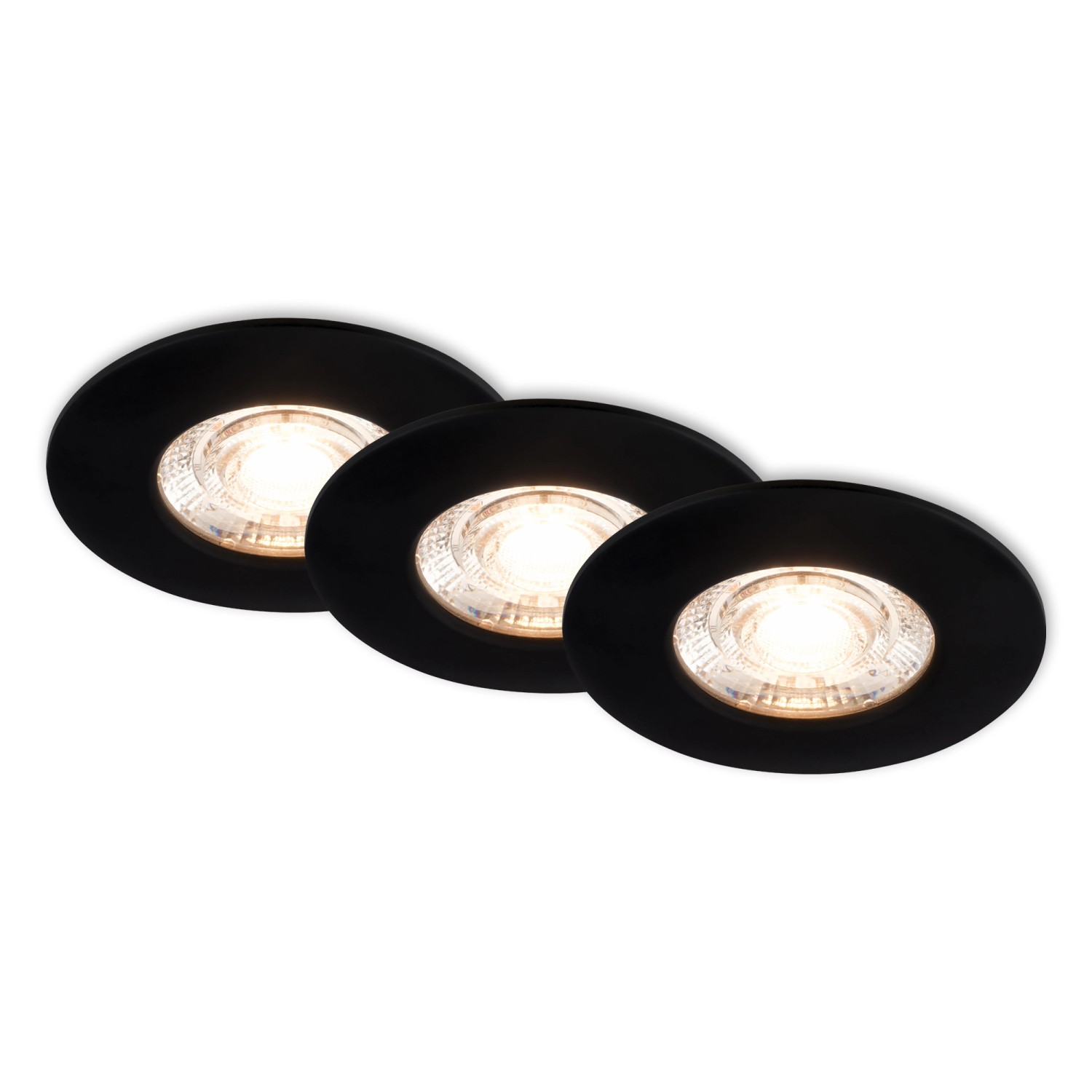 Briloner 3er Set LED Bad Einbaustrahler IP44 Warmweißes Licht Schwarz
