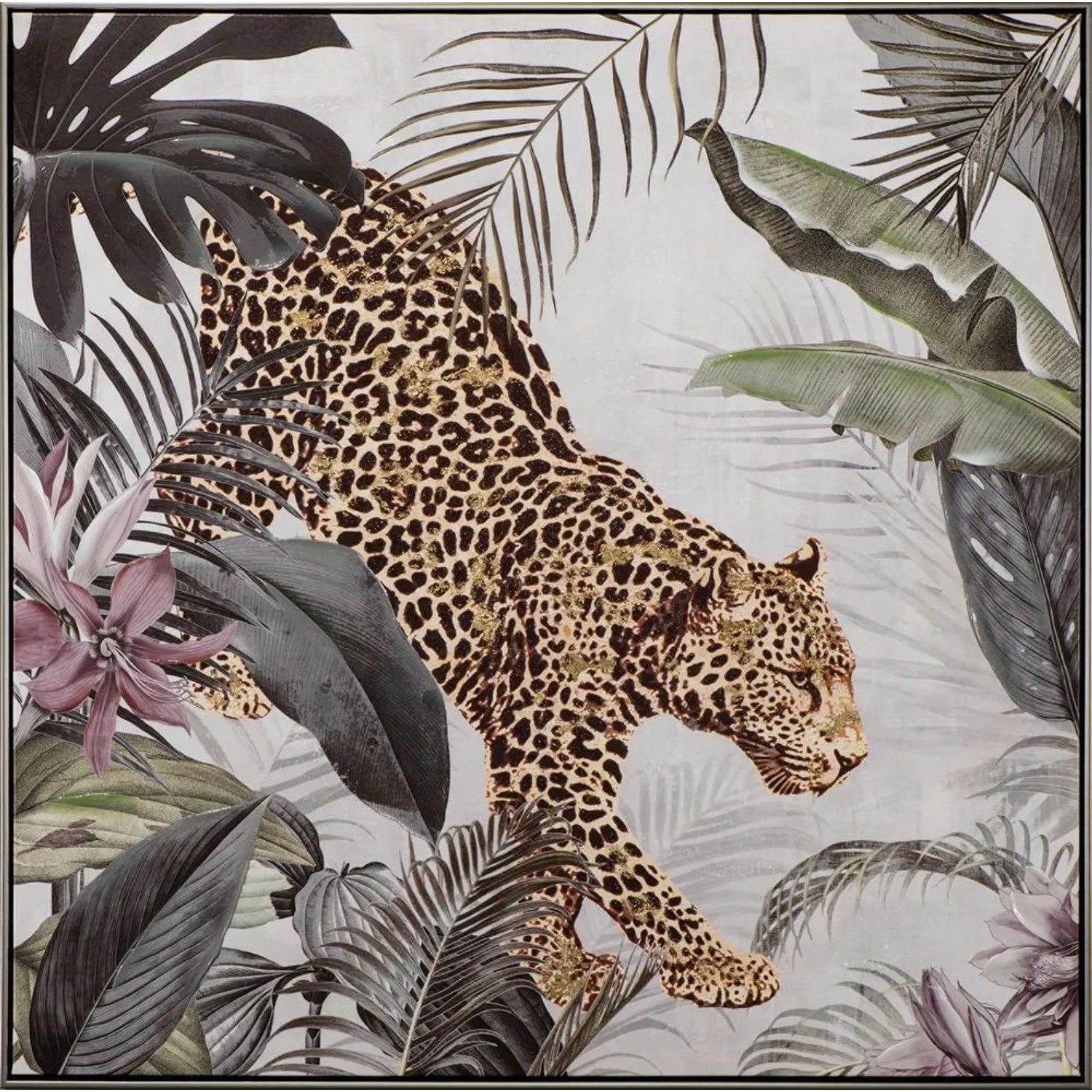 Art Universe Leinwandbild Leopard im Dschungel 102 x 102 cm