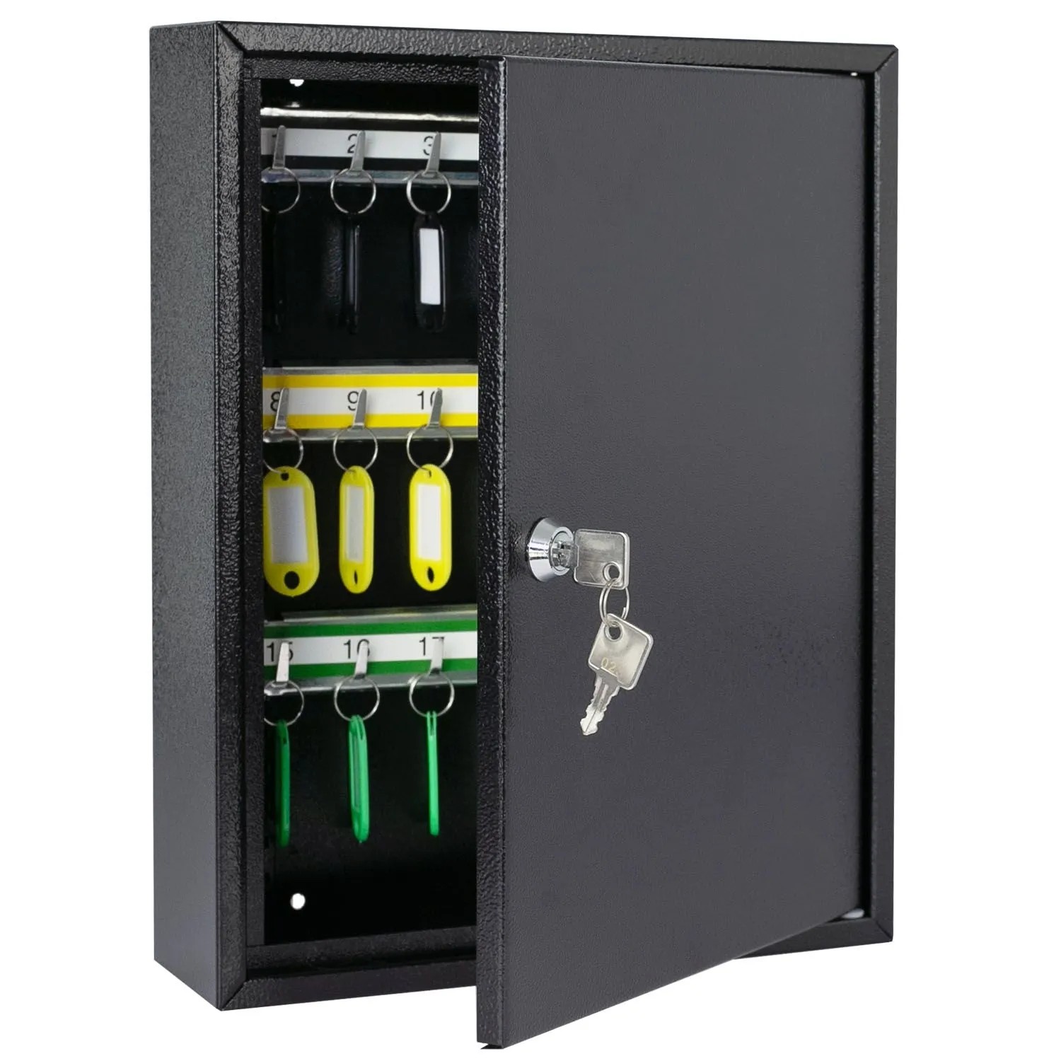 HMF 13542-02 Schlüsselschrank 42 Haken 35 x 27 x 8 cm Schwarz